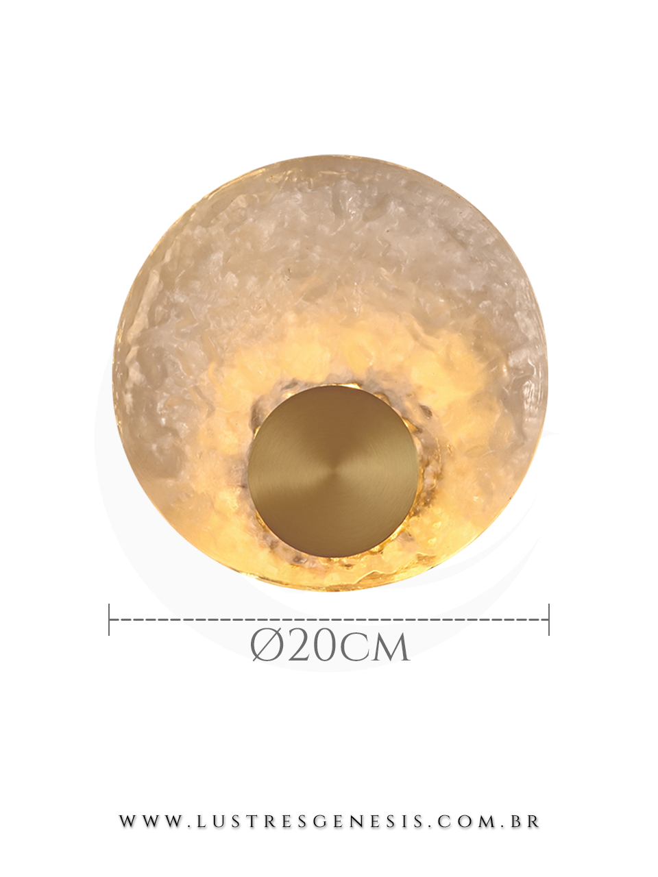 Conta com LED integrado de 8W na temperatura 3000K luz amarela quente e dimensões de 20x20cm